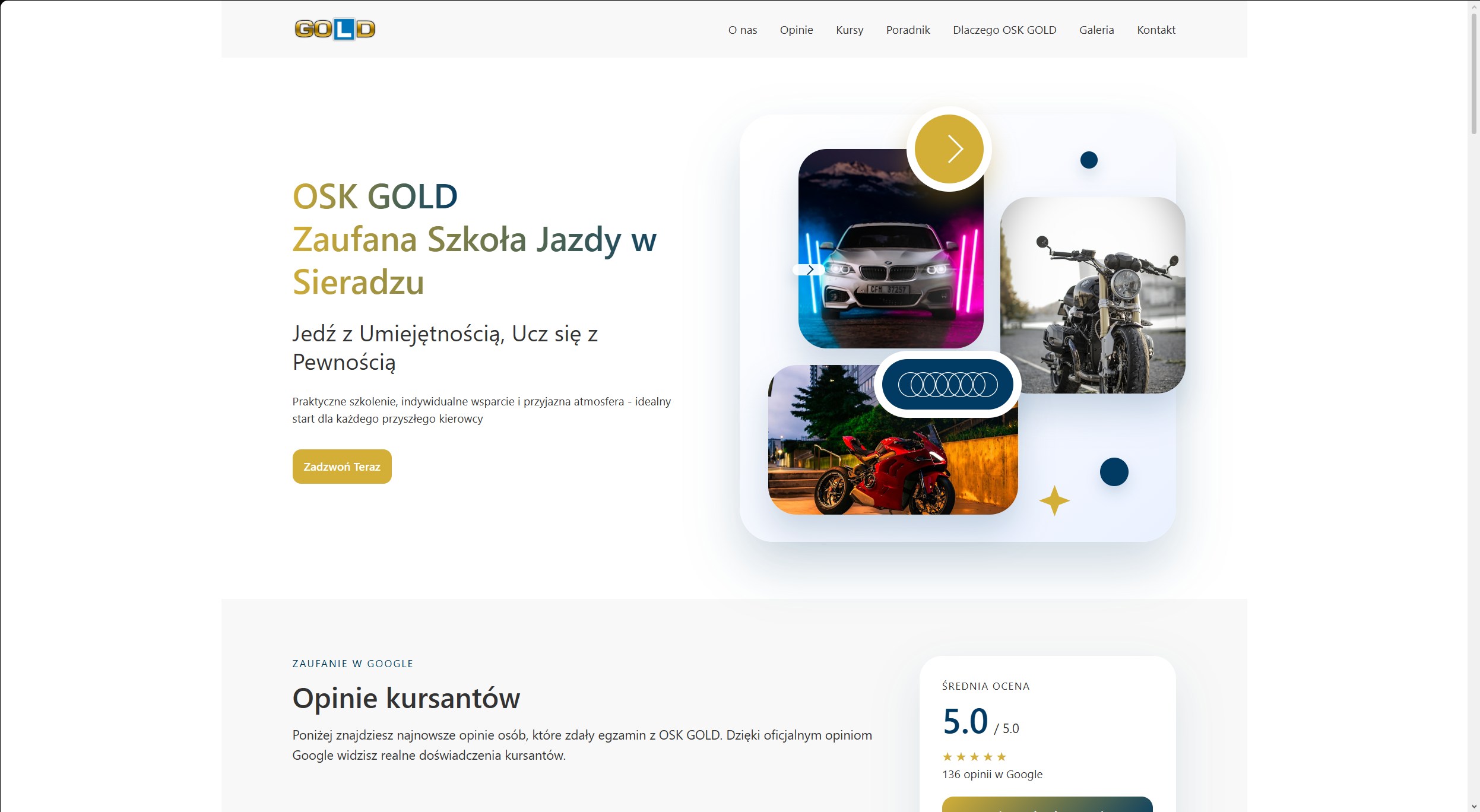 OSK GOLD – strona szkoły jazdy w Sieradzu